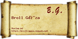 Broll Géza névjegykártya