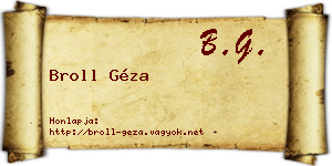 Broll Géza névjegykártya